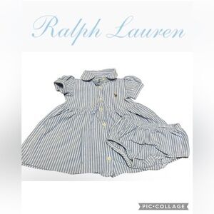 Ralph Lauren Blue and White Striped Kids Casual Dress